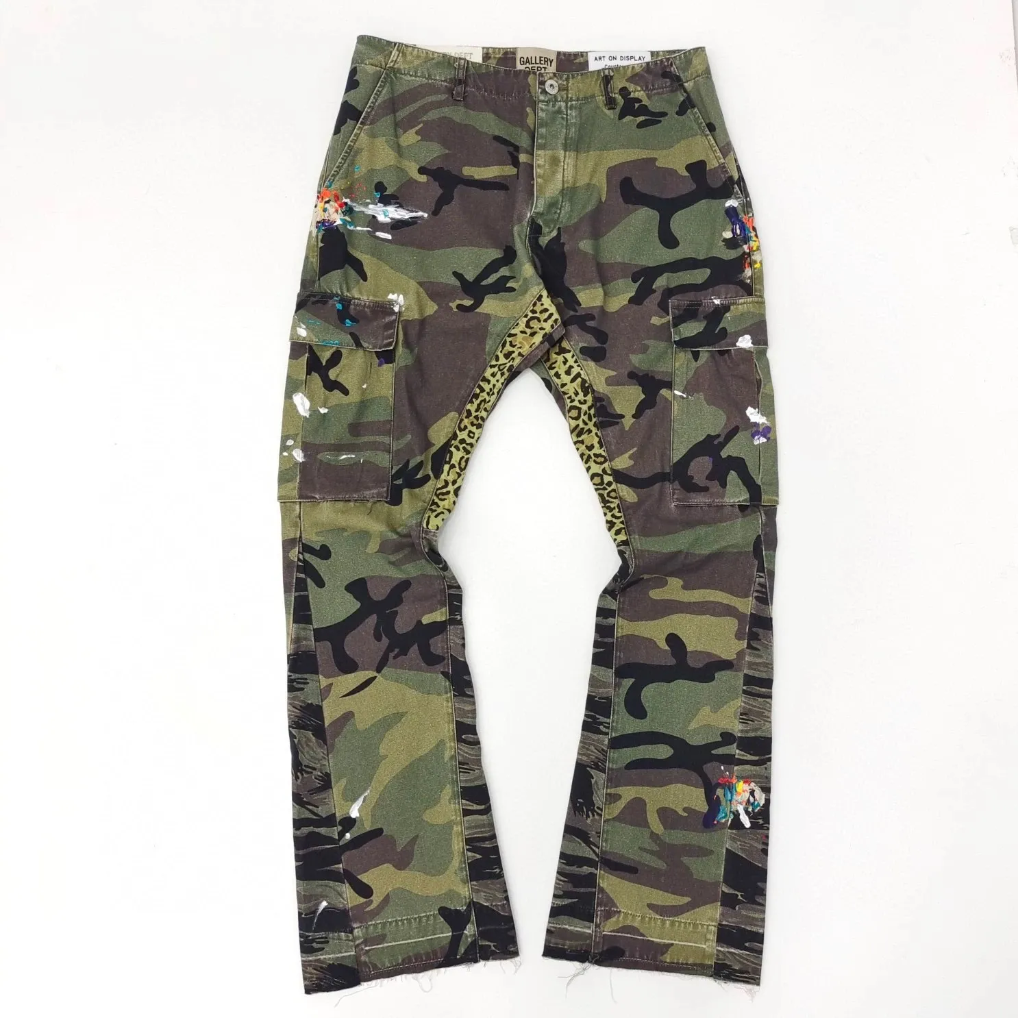 P250💰GA1 top version GALLERY DEPT. Camouflage splicing jeans micro-flared overalls Size: 28 30 32 34 36 (corresponding to S M L XL XXL)